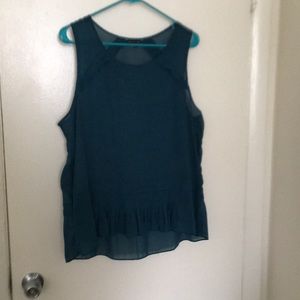Sheer emerald sleeveless blouse